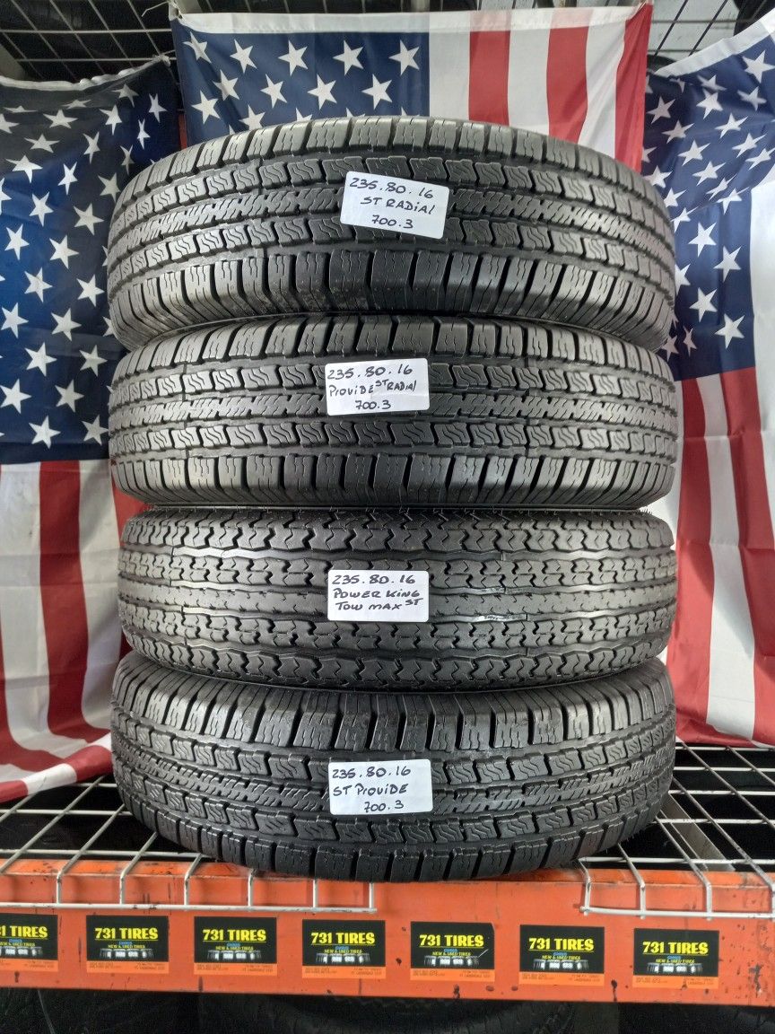 🔥2🔥USED TIRES ST235/80R16 ST TRAILER TIRES 10PLY 235/80R16 HIGH LOAD TRAILER TIRES 235 80 16