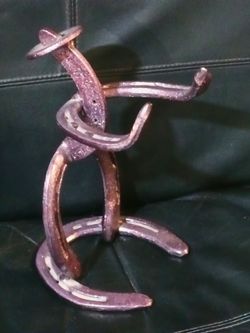Horseshoe Cowboy Welded Metal Sculpture