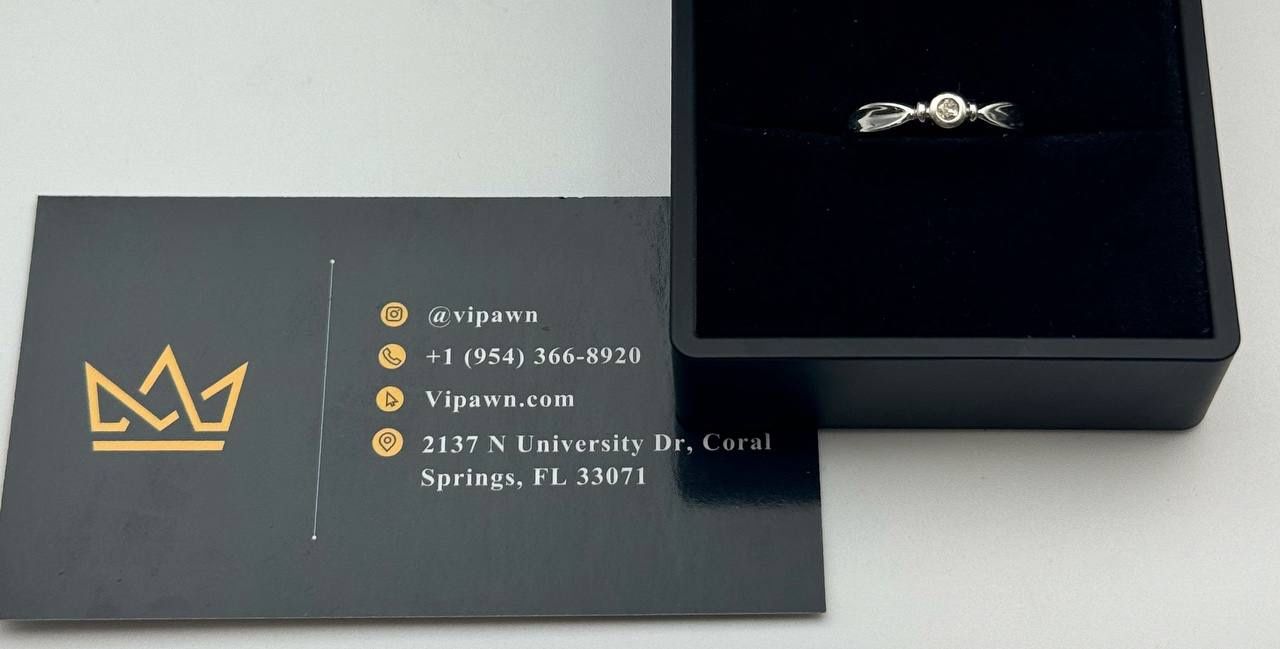 Jewelry 14k solid white gold diamond 0.15CTW ring sz 7.00