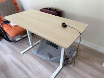 Electric Standing Desk with Light Wood Top