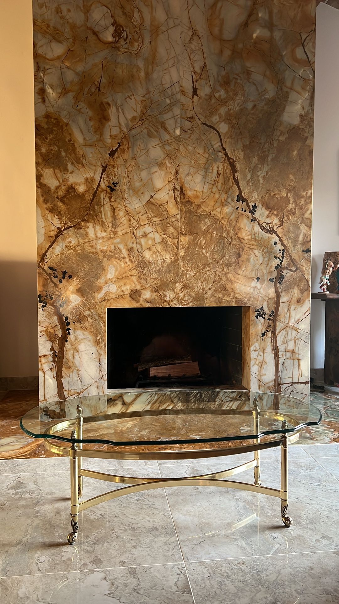 Beveled Glass & Brass Coffee Table