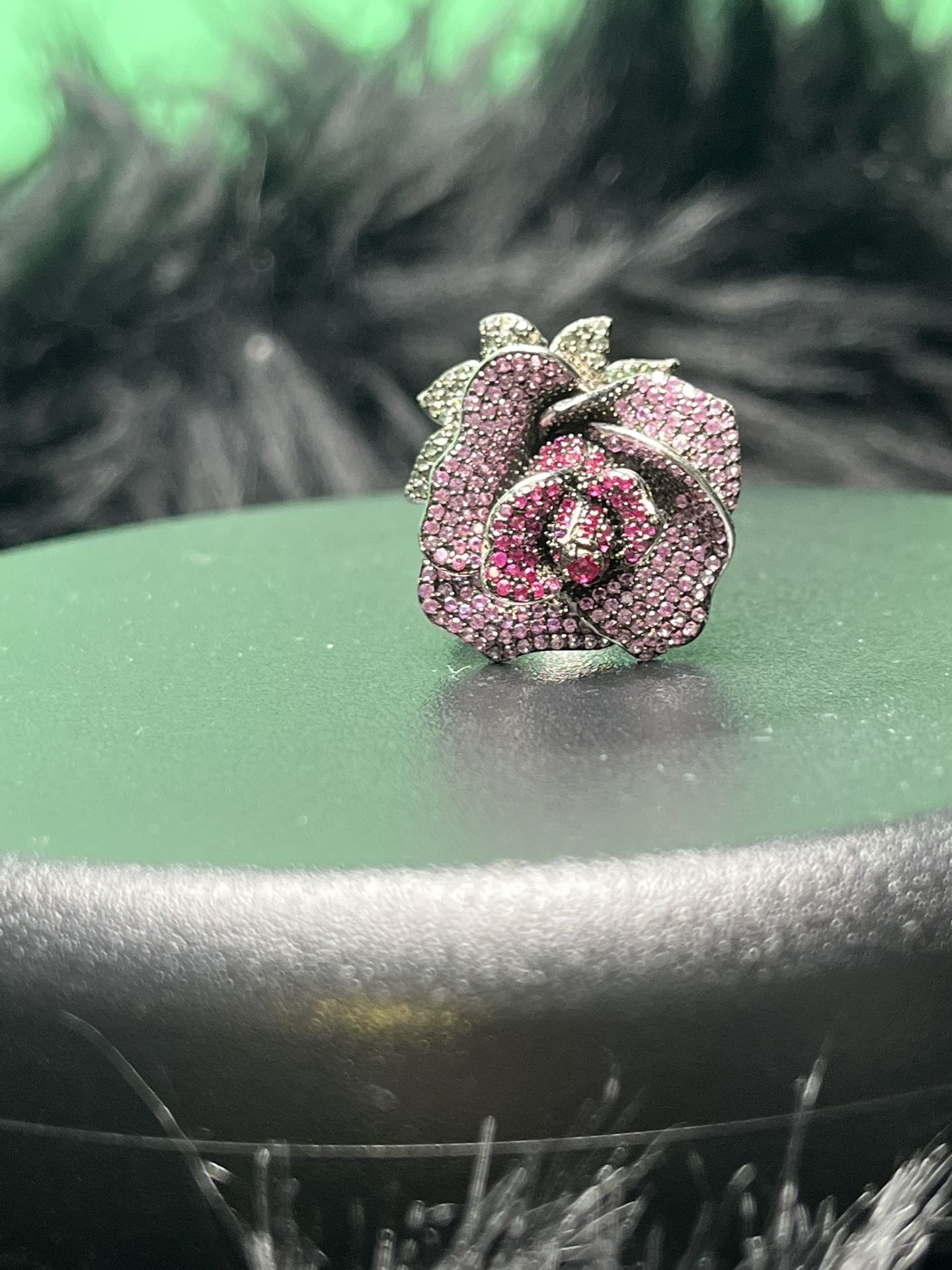 JTV Pink Lab Sapphire, Red Lab Ruby, Lab Green Spinel Rhodium Over Silver Rose Ring 2.26ctw