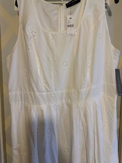 Lane Bryant White Eyelet Sleeveless Dress Size 18