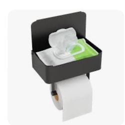 Toilet Paper, Black  Holder With Shelf 
