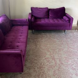 Purple Couch & Love Seat Set