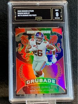 2020 Rookies & Stars 🔥 Saquon Barkley 🔥 Crusade Red Prizm /75 GMA 9 Near Mint 💎 - New York Giants / Philadelphia Eagles
