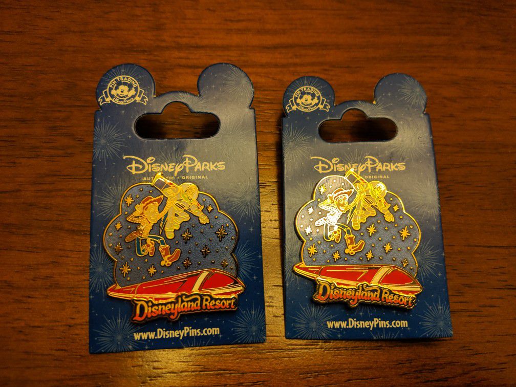 Disney pins-two pins total from Disneyland featuring Buzz and Woody. This is is a total of 2 of the same pins