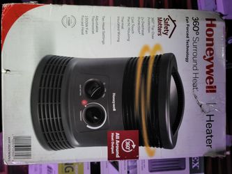 Honeywell HHF370B 360 Degree Surround Fan Forced Heater with Surround Heat Output Charcoal Grey Energy Efficient Portable Heater with Adjustable Therm