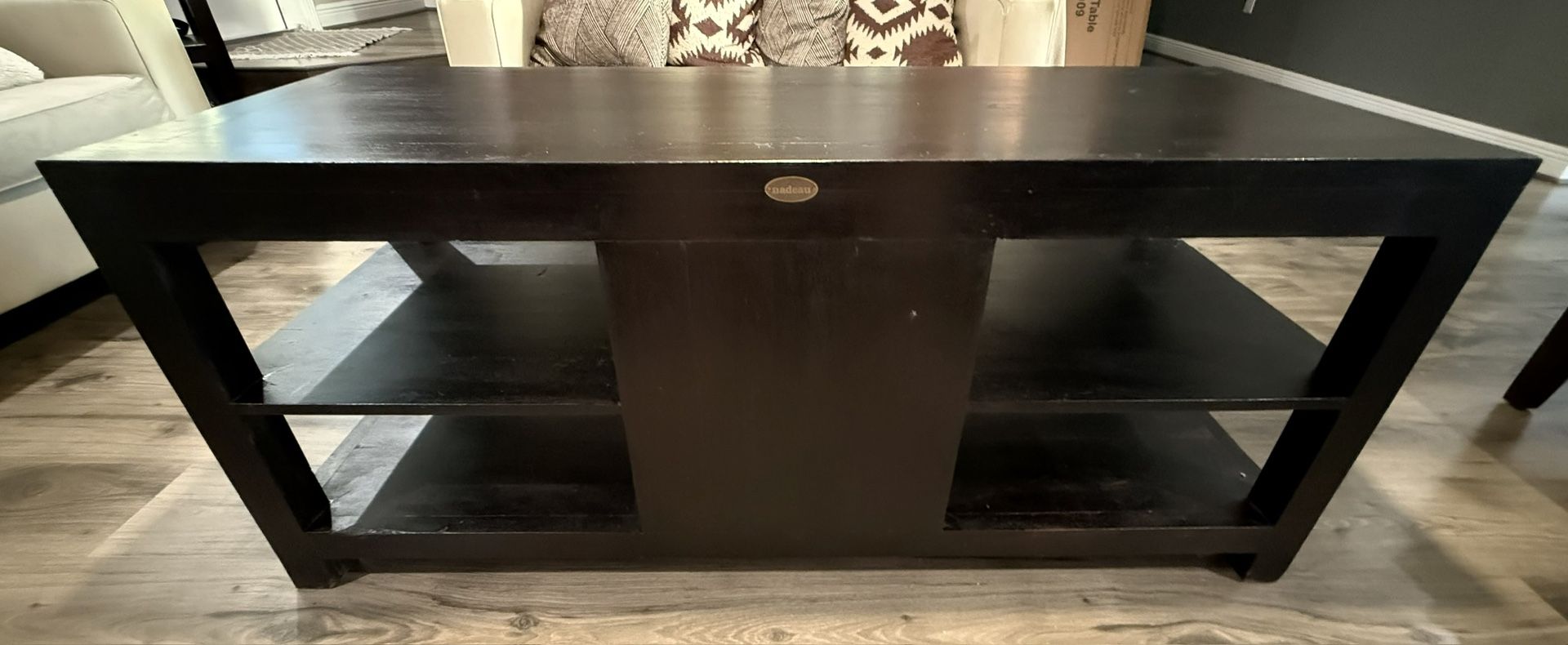 Dark Brown Solid Wood Console Table 