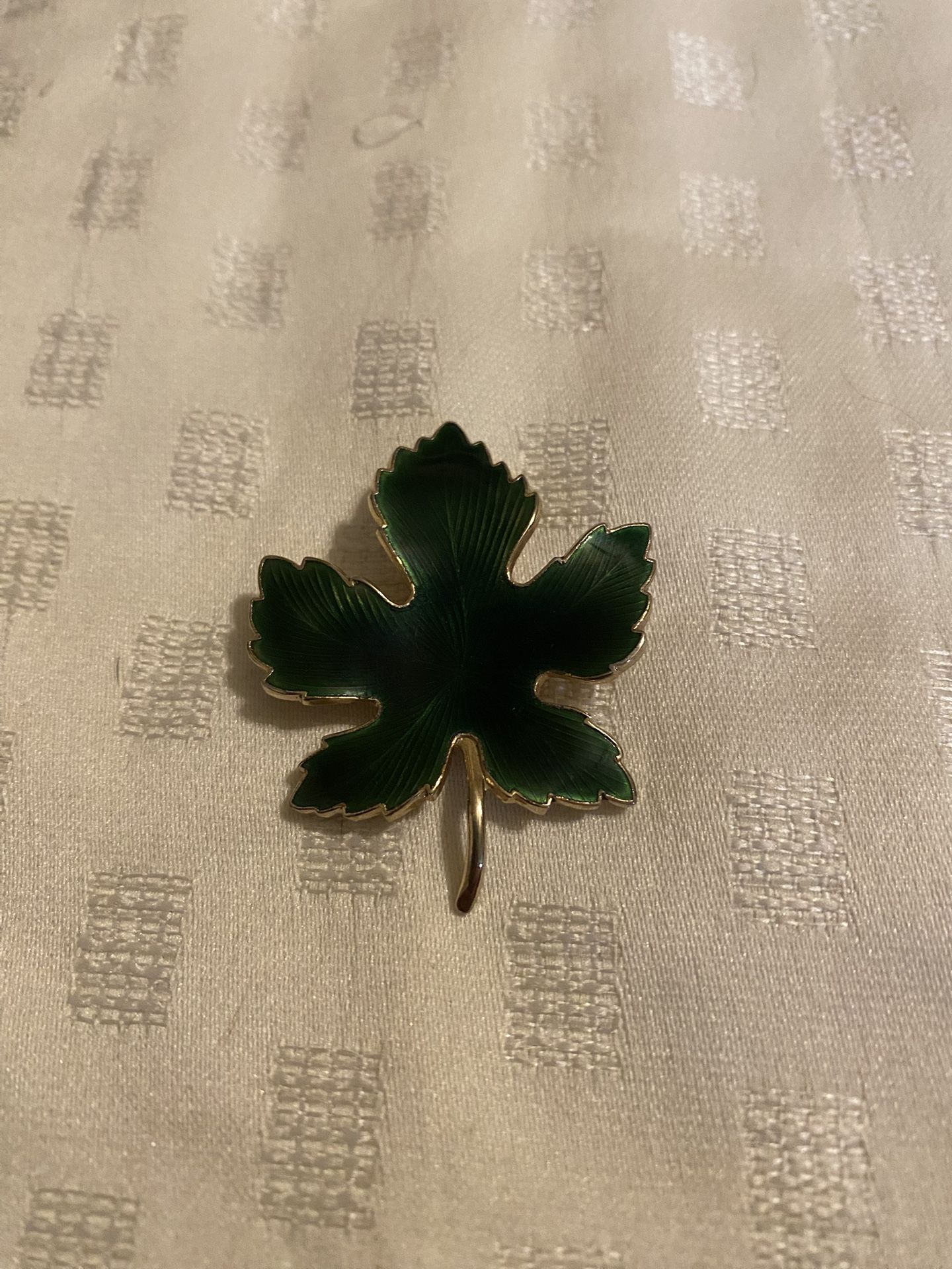 1950’s Green Enamel Maple Leaf Brooch
