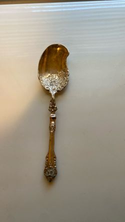 Vintage Serving  Spoon Madol Índia Silver Plate floral 