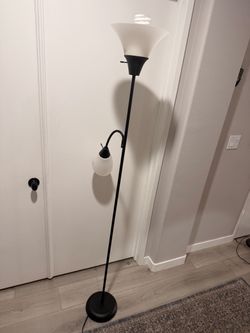 Black Torchiere Floor Lamp with Reading Light