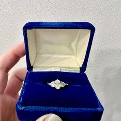 Unique Vintage Platinum 3-Stone Diamond Ring