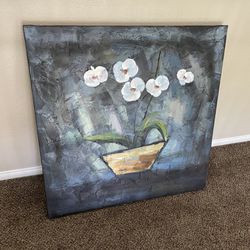 Stretched Canvas Floral Painting 
