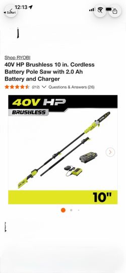 Ryobi 40V HP Brushless 10in Cordless Pole Saw Kit