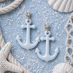 Blue Anchor Handmade Polymer Clay Earrings