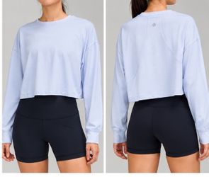 Lululemon Muscle Love Long Sleeve Crop Blue Linen XL