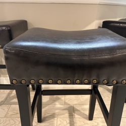 4 Dark Brown Bar Stools