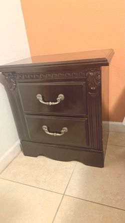 Dark Wood 2-Drawer Nightstand