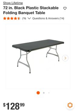 Lifetime 6' Folding Table, Black
