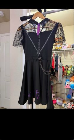 Black Gothic Mini Dress with Mesh Sleeves