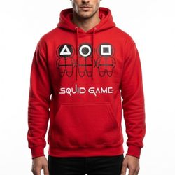 JXT Apparel Squid Game Red Graphic Hoodie Guard Mask Icon Sweatshirt Size S