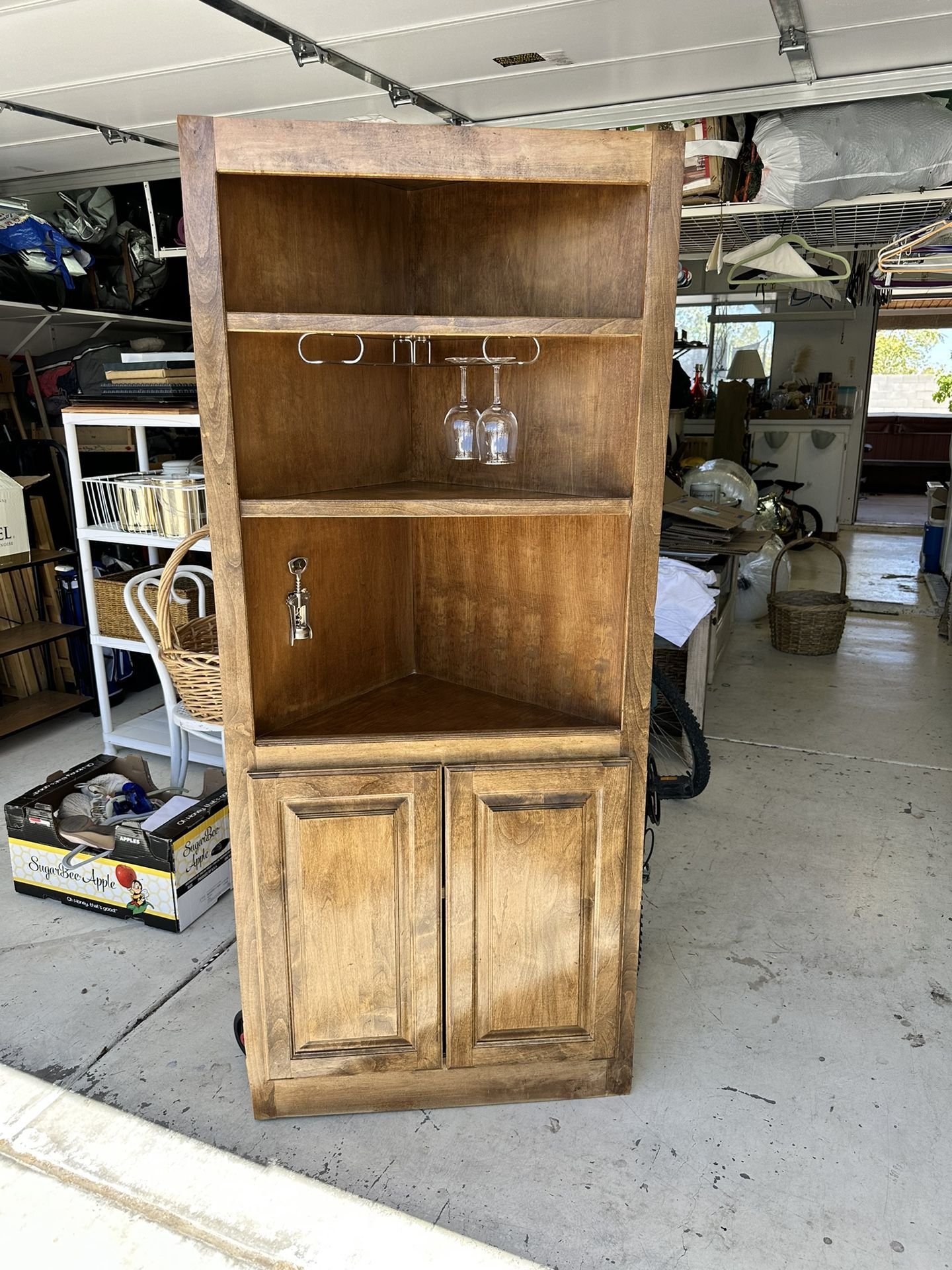 Wood Corner Bar/ Shelf Unit