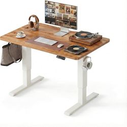 Electric Standing Desk Height Adjustable, 40 x 24 Inches Sit Stand up Desk, Home Office Computer Desk Rising Memory Presets (Light Rustic)