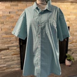 Men’s XL Columbia Sportswear Aqua/Teal Checkered Button Down Shirt. 