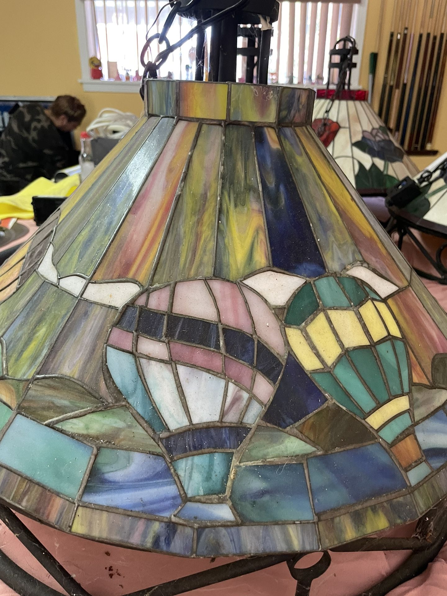 Tiffany Stained Glass Fixture PAIR
