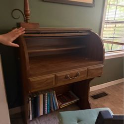 Vintage Solid Wood Roll Top Desk / Secretary Desk