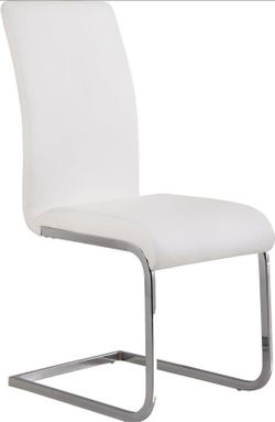 White faux leather dining chairs