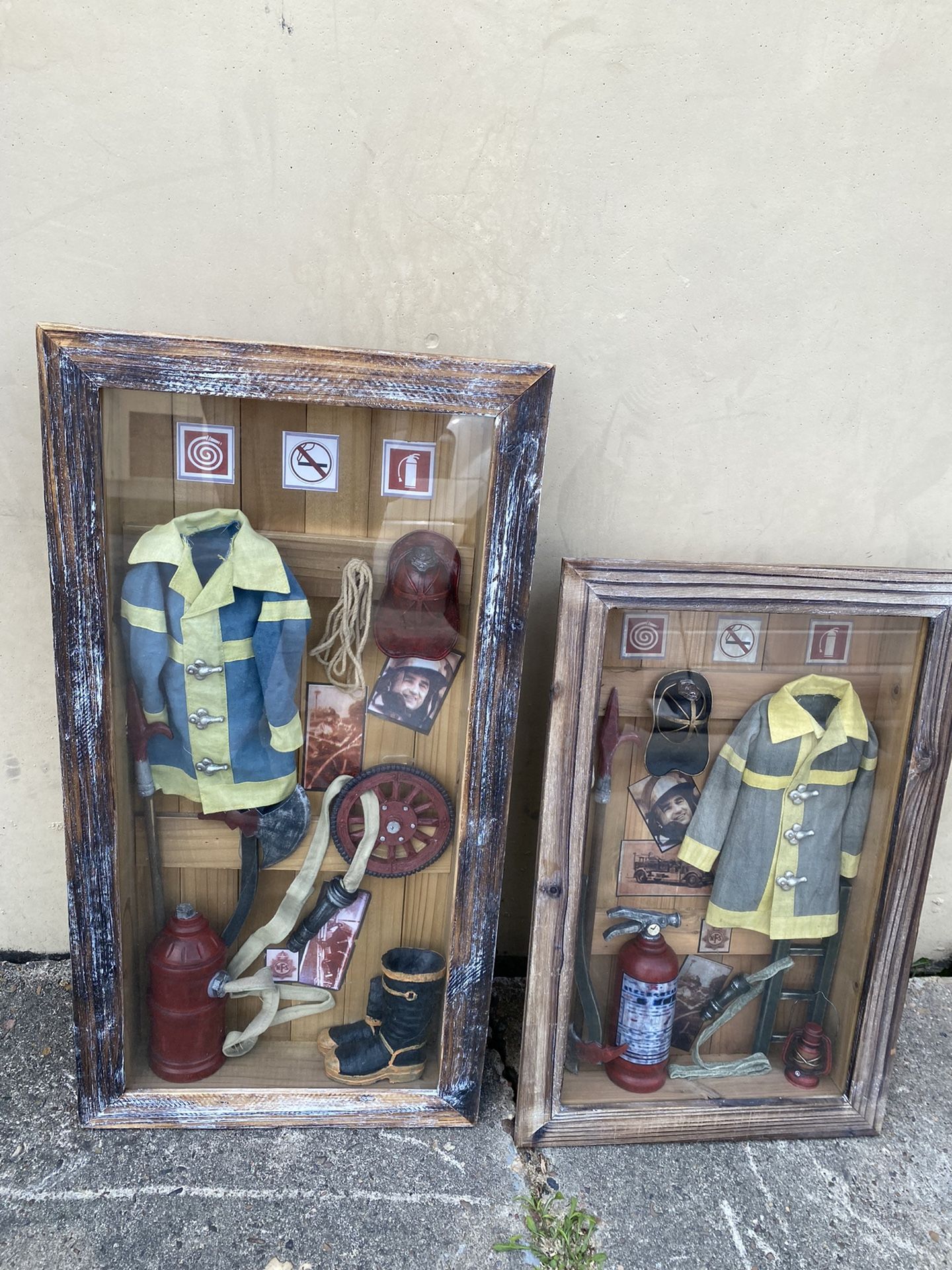 2 Cuadros De Bomberos De Colección Antiguos