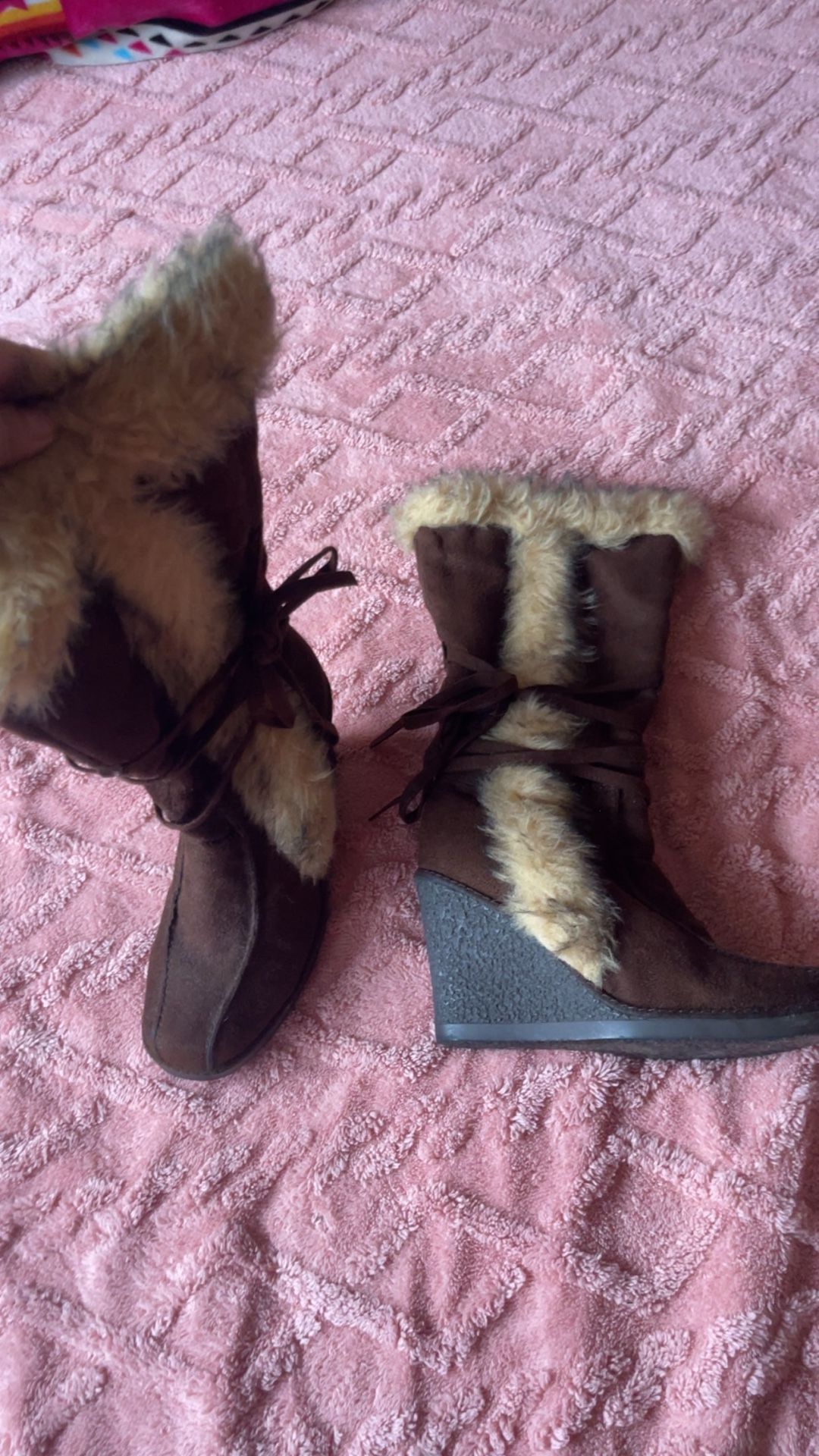 Brown Faux Fur Wedges