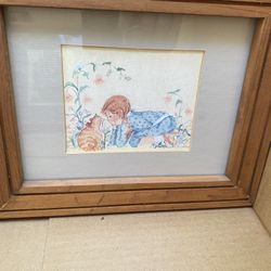 Girl and Cat Framed Art