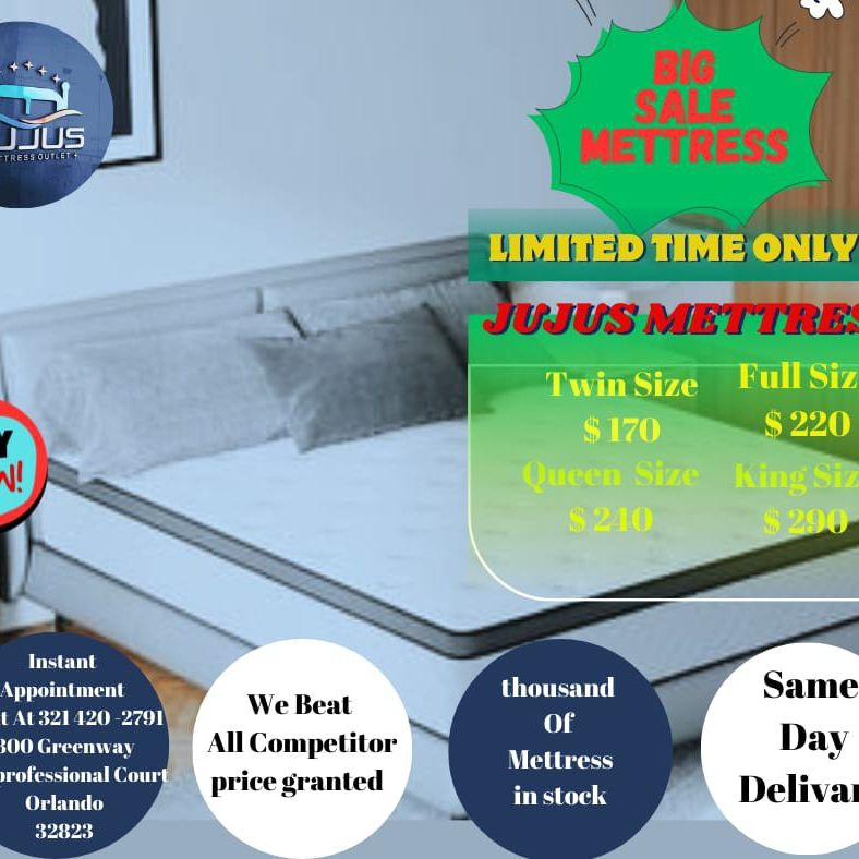 🔥🔥TWIN,FULL,QUEEN AND KING MATTRESS STARTING AT $150‼️A SET BEST PRICE IN TOWN BEST PRICE ON  BRAND NEW PLUSH TOP MATTRESS ORTHOPEDIC 🔥🔥

