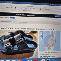 Brand New Birkenstock Black Leather Size 8 Mint Cond. 