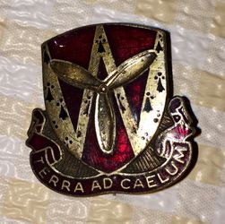WWII US Army 844th Engineer Aviation Battalion Distinctive Unit Insignia DUI. Pin Back. Hallmark "A.H. DONDERO INC. WASHINGTON D.C.