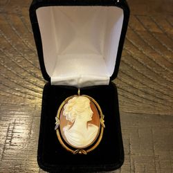 Van Dell 12k Gold Filled Victorian Revival Cameo Brooch Pendant