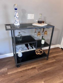 3-Tier Rolling Bar Cart β Wine Rack & Glass Holder