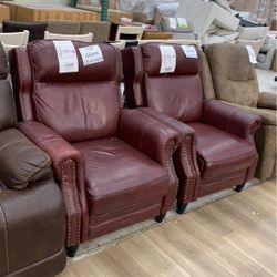 Pollenzo Leather Push Back Recliner