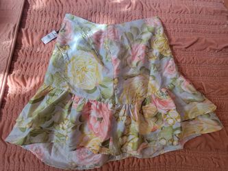Express Peach & Pastel Floral Tiered Skirt