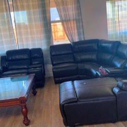 Black Leather Sectional Couch