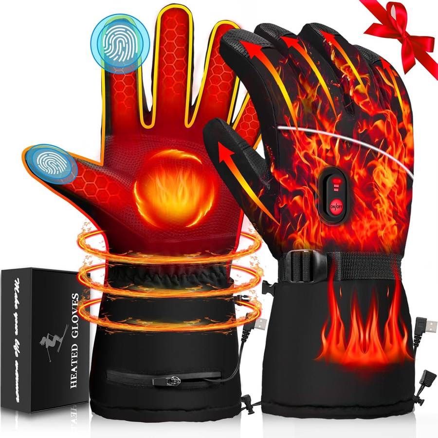 new Heated Gloves for Men Women,Electric Heated Touchscreen Warm Gloves for Arthritis,Battery Powered Waterproof Windproof Ski Camping Gloves for Wint