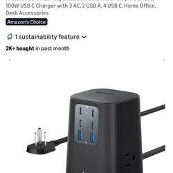 Anker Desktop Charger, 9-in-1 Power Strip with 300J Surge Protector, USB C and USB A
