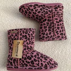 NEW Girl's Bearpaw Pink Animal Print Boots