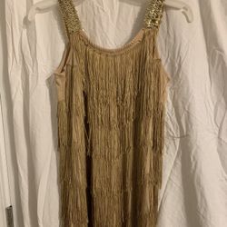 Gold Flapper Mini Dress - Size Small and Headpiece (optional)