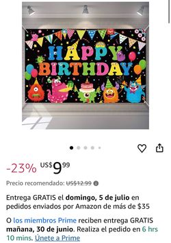 Monster baby happy birthday backdrop