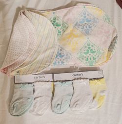 Baby Socks And Burp Clothes - Brand New