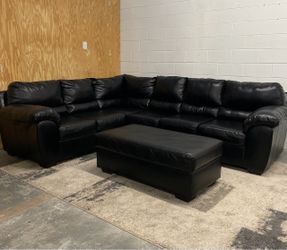 Black Sectional with Ottoman